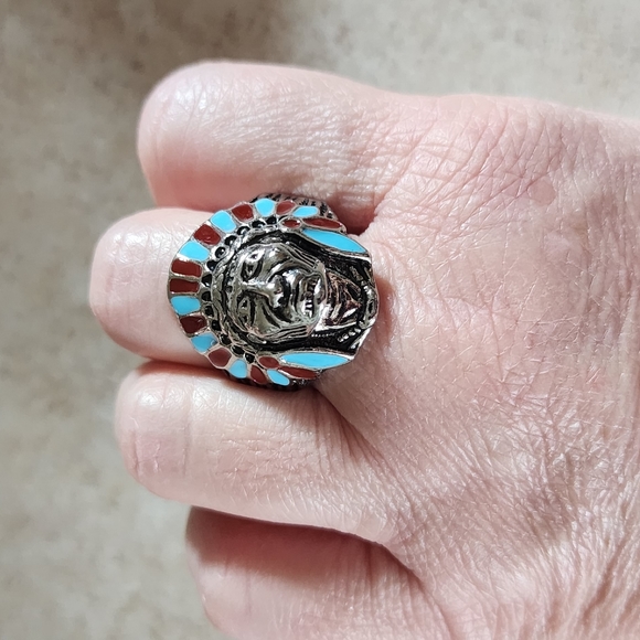 Native American Indian Chief ring size 11 - Picture 5 of 5